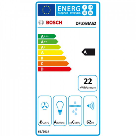 Bosch | Hood Serie 4 | DFL064A52 | Telescopic | Energy efficiency class A | Width 60 cm | 270 m³/h | Push Buttons | LED | Silver