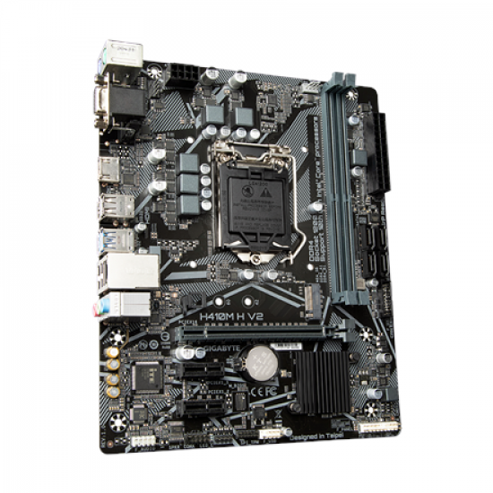 Gigabyte | H410M H V2 1.0 M/B | Processor family Intel | Processor socket LGA1200 | DDR4 DIMM | Memory slots 2 | Supported hard disk drive interfaces SATA, M.2 | Number of SATA connectors 4 | Chipset Micro ATX | Intel H