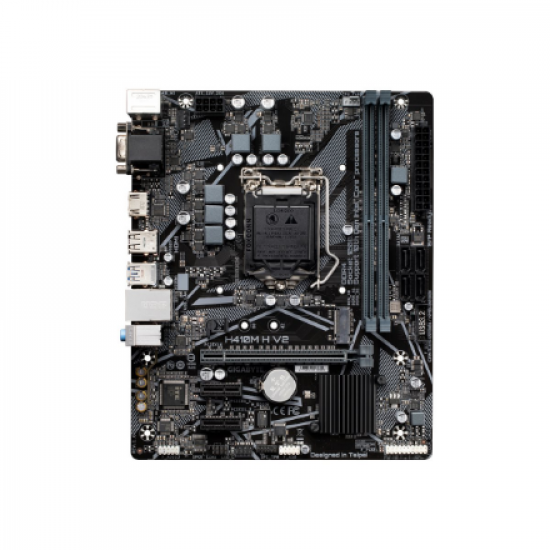 Gigabyte | H410M H V2 1.0 M/B | Processor family Intel | Processor socket LGA1200 | DDR4 DIMM | Memory slots 2 | Supported hard disk drive interfaces SATA, M.2 | Number of SATA connectors 4 | Chipset Micro ATX | Intel H