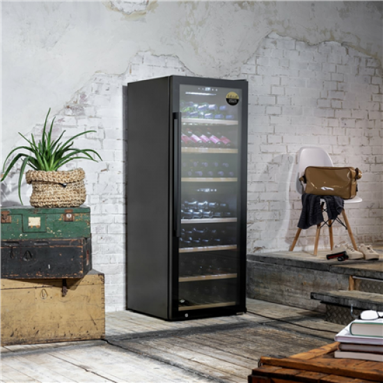Caso | Smart Wine Cooler | WineExclusive 126 | Energy efficiency class G | Showcase | Free standing | Bottles capacity 126 bottles | Cooling type Compressor technology | Black
