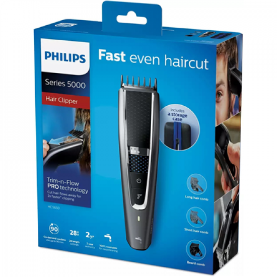 Philips | Hair clipper | HC5650/15 | Cordless or corded | Number of length steps 28 | Grey