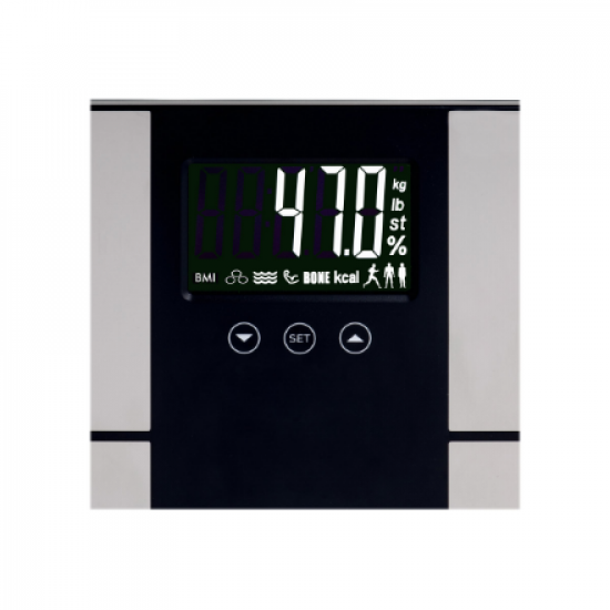 Adler | Bathroom scale with analyzer | AD 8165 | Maximum weight (capacity) 225 kg | Accuracy 100 g | Body Mass Index (BMI) measuring | Stainless steel/Black