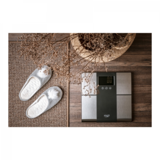 Adler | Bathroom scale with analyzer | AD 8165 | Maximum weight (capacity) 225 kg | Accuracy 100 g | Body Mass Index (BMI) measuring | Stainless steel/Black