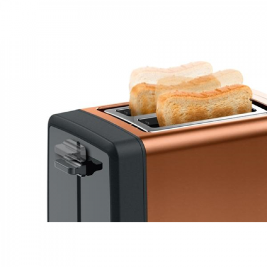 Bosch | DesignLine Toaster | TAT4P429 | Power 970 W | Number of slots 2 | Housing material Stainless Steel | Copper/Black