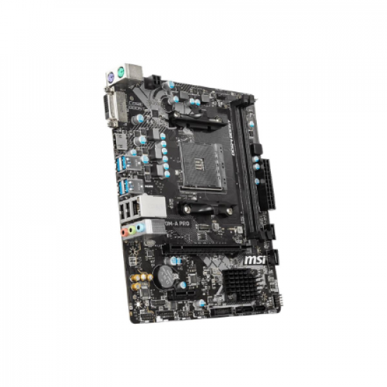 MSI | A320M-A PRO | Processor family AMD | Processor socket AM4 | DDR4 | Memory slots 2 | Supported hard disk drive interfaces SATA | Number of SATA connectors 4 | Chipset AMD A320 | m-ATX
