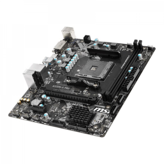 MSI | A320M-A PRO | Processor family AMD | Processor socket AM4 | DDR4 | Memory slots 2 | Supported hard disk drive interfaces SATA | Number of SATA connectors 4 | Chipset AMD A320 | m-ATX