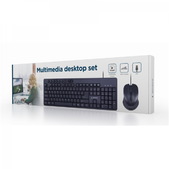 Gembird | Multimedia desktop set | KBS-UM-04 | Keyboard and Mouse Set | Wired | Mouse included | US | Black