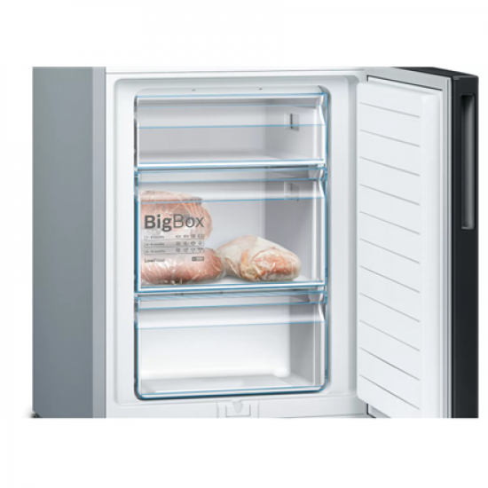 Bosch | Refrigerator | KGV36VBEAS | Energy efficiency class E | Free standing | Combi | Height 186 cm | Fridge net capacity 214 L | Freezer net capacity 94 L | 39 dB | Black
