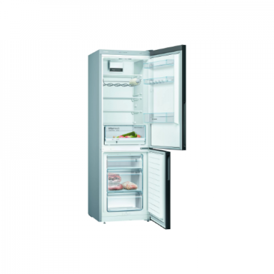 Bosch | Refrigerator | KGV36VBEAS | Energy efficiency class E | Free standing | Combi | Height 186 cm | Fridge net capacity 214 L | Freezer net capacity 94 L | 39 dB | Black