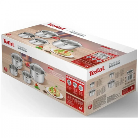 TEFAL | Duetto+ Stewpots set, 7 pcs | G719S734 | Stainless steel | Dishwasher proof | Lid included | Stainless steel