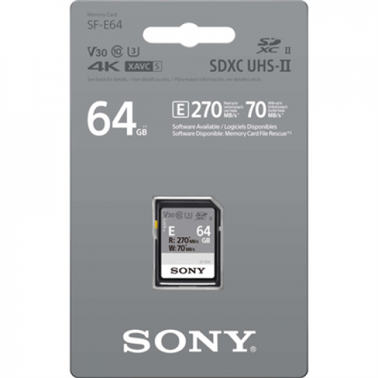 Sony | SF-E UHS-II SDXC Memory Card | SFE64 | 64 GB | SDXC | Flash memory class 10