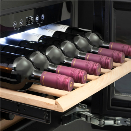 Caso | Wine Cooler | WineDeluxe E 18 | Energy efficiency class G | Built-in | Bottles capacity 18 bottles | Cooling type Compressor technology | Black