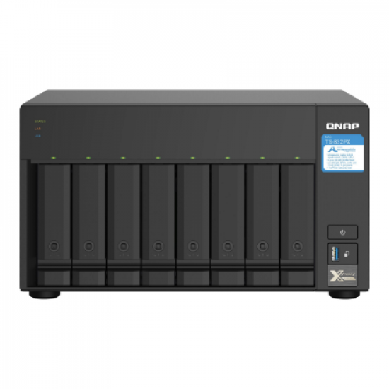 QNAP | 8-Bay QTS NAS | TS-832PX-4G | Up to 8 HDD/SSD Hot-Swap | AnnapurnaLabs Alpine | AL324 ARM Cortex-A57 Quad-Core | Processor frequency 1.7 GHz | 4 GB | DDR4