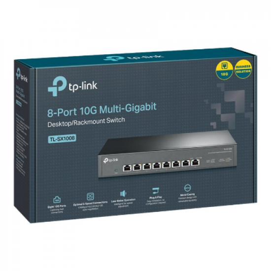 TP-LINK | 8-Port 10G Switch | TL-SX1008 | Unmanaged | Desktop/Rackmountable | Power supply type External