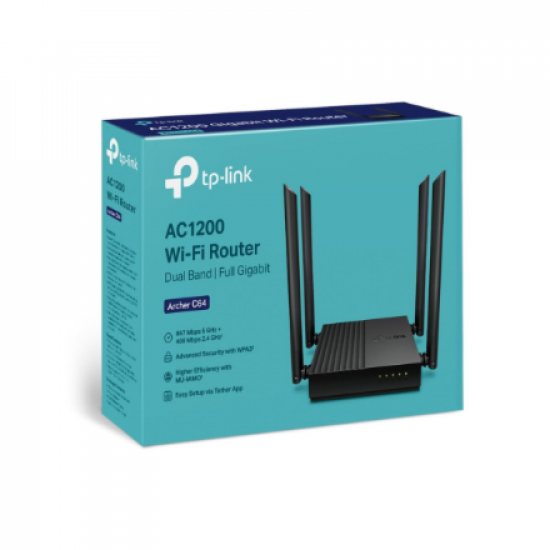 AC1200 Wireless MU-MIMO Wi-Fi Router | Archer C64 | 802.11ac | 867+400 Mbit/s | Ethernet LAN (RJ-45) ports 4 | Mesh Support No | MU-MiMO Yes | No mobile broadband | Antenna type 4 x Fixed