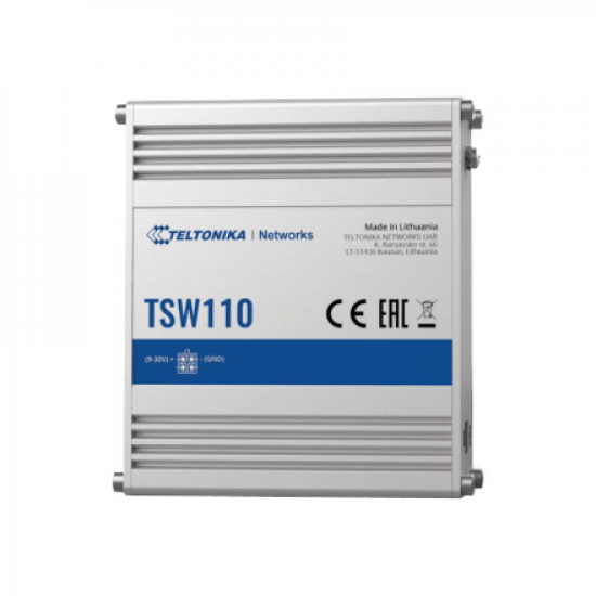 Teltonika | Switch | TSW110 | Unmanaged | Gigabit Ethernet (copper) ports quantity 5 | 10 Gbps (RJ-45) ports quantity 0 | SFP ports quantity 0 | SFP+ ports quantity 0 | Combo ports quantity 0 | PoE+ ports quantity 0 | Passive PoE ports quantity Possibilit