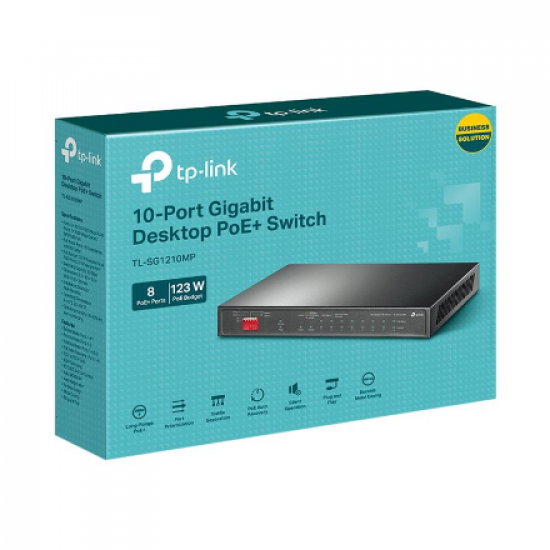 TP-LINK | 10-Port Gigabit Easy Smart Switch with 8-Port PoE+ | TL-SG1210MP | Unmanaged | Desktop | Power supply type External | 60 month(s)
