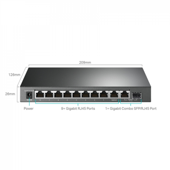 TP-LINK | 10-Port Gigabit Easy Smart Switch with 8-Port PoE+ | TL-SG1210MPE | Web managed | Desktop | Power supply type External | 60 month(s)
