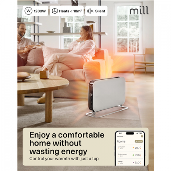 Mill | Heater | CO1200WIFI3 GEN3 | Convection Heater | 1200 W | Number of power levels 3 | Suitable for rooms up to 14-18 m² | White | N/A