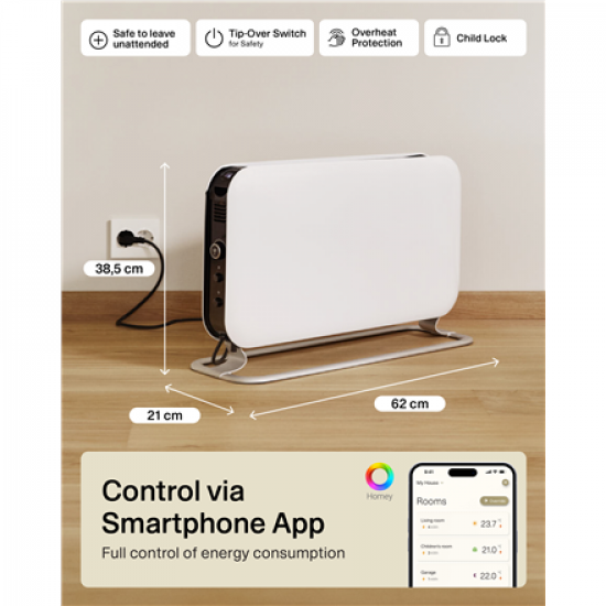 Mill | Heater | CO1200WIFI3 GEN3 | Convection Heater | 1200 W | Number of power levels 3 | Suitable for rooms up to 14-18 m² | White | N/A