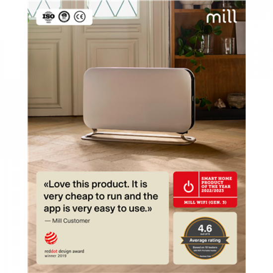 Mill | Heater | CO1200WIFI3 GEN3 | Convection Heater | 1200 W | Number of power levels 3 | Suitable for rooms up to 14-18 m² | White | N/A