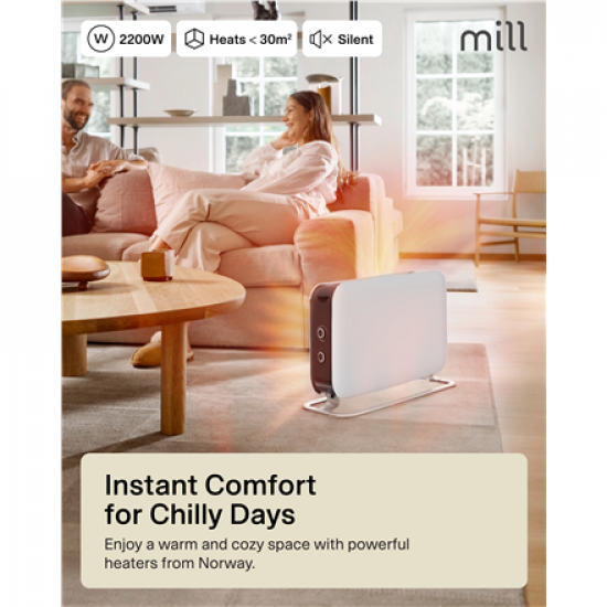 Mill | Heater | CO2200MECMAX | Convection Heater | 2200 W | Number of power levels 3 | Suitable for rooms up to max 30 m² | White