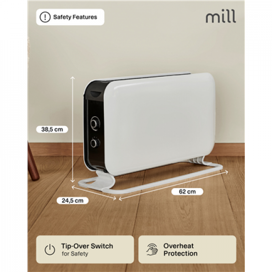 Mill | Heater | CO2200MECMAX | Convection Heater | 2200 W | Number of power levels 3 | Suitable for rooms up to max 30 m² | White