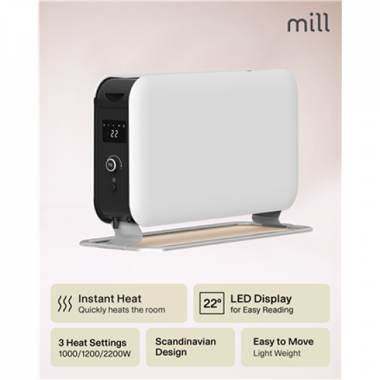 Mill | Heater | CO2200LEDMAX | Convection Heater | 2200 W | Number of power levels 3 | Suitable for rooms up to 5-30 m² | White