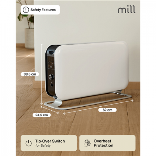 Mill | Heater | CO2200LEDMAX | Convection Heater | 2200 W | Number of power levels 3 | Suitable for rooms up to 5-30 m² | White