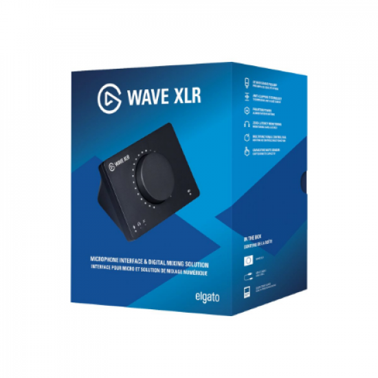 Elgato | Wave XLR | USB-C 3.0 | A compact USB interface that gives your mic superpowers, Wave XLR features proprietary anti-distortion technology, swappable design components, and integration with custom mixing software | Black