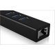Raidsonic | 4 Port Hub with USB 3.0 Type-A, Type-C, Gigabit LAN | Icy Box IB-HUB1419-LAN