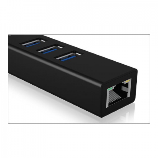 Raidsonic | 4 Port Hub with USB 3.0 Type-A, Type-C, Gigabit LAN | Icy Box IB-HUB1419-LAN