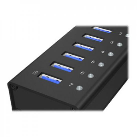 Raidsonic | 7-port hub with USB Type-A interface and 1x charging port | IB-AC618