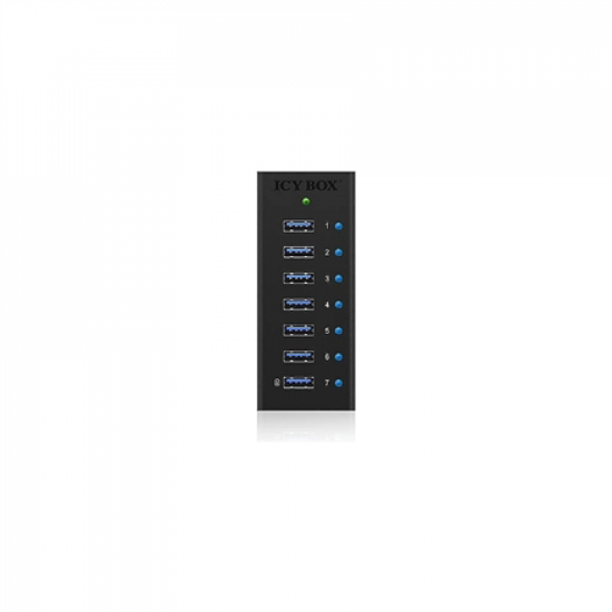 Raidsonic | 7-port hub with USB Type-A interface and 1x charging port | IB-AC618