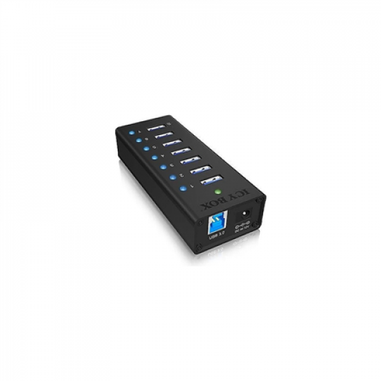 Raidsonic | 7-port hub with USB Type-A interface and 1x charging port | IB-AC618