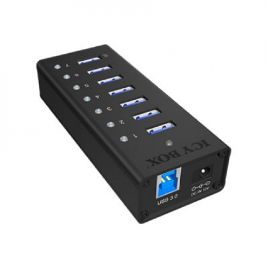 Raidsonic | 7-port hub with USB Type-A interface and 1x charging port | IB-AC618