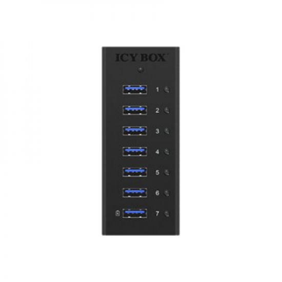 Raidsonic | 7-port hub with USB Type-A interface and 1x charging port | IB-AC618