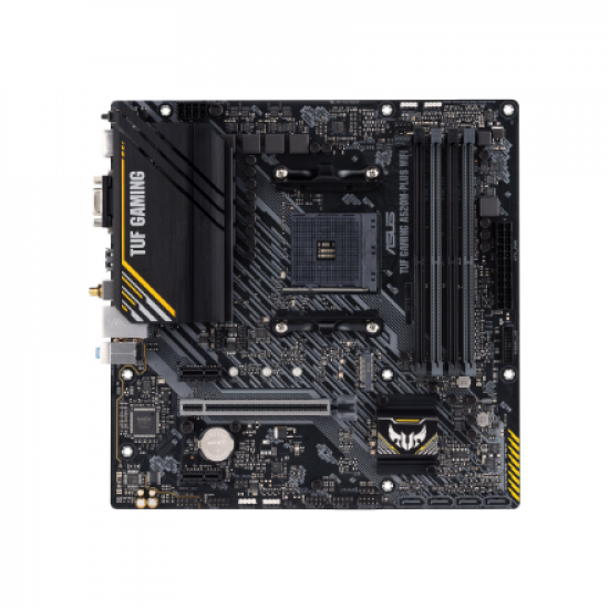 Asus | TUF GAMING A520M-PLUS | Processor family  AMD | Processor socket AM4 | DDR4 | Memory slots 4 | Supported hard disk drive interfaces SATA, M.2 | Number of SATA connectors 4 | Chipset  AMD A520 | Micro ATX
