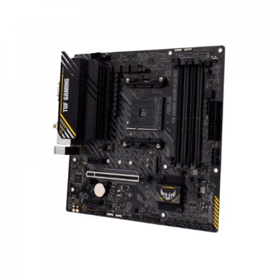 Asus | TUF GAMING A520M-PLUS | Processor family  AMD | Processor socket AM4 | DDR4 | Memory slots 4 | Supported hard disk drive interfaces SATA, M.2 | Number of SATA connectors 4 | Chipset  AMD A520 | Micro ATX
