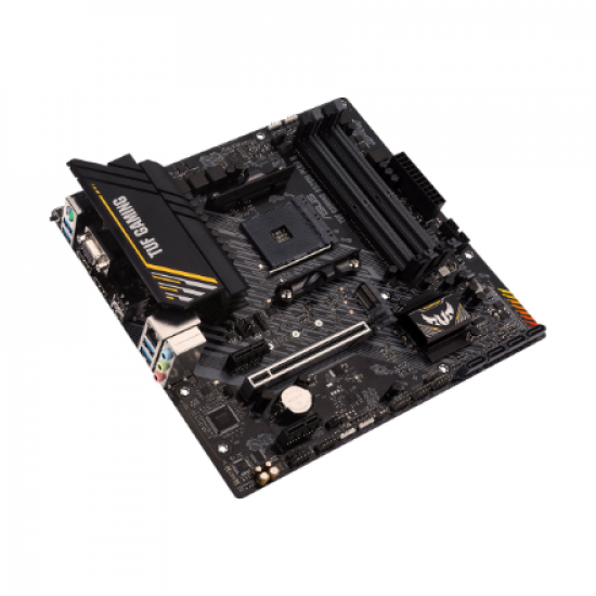 Asus | TUF GAMING A520M-PLUS II | Processor family AMD | Processor socket AM4 | DDR4 DIMM | Memory slots 4 | Supported hard disk drive interfaces 	SATA, M.2 | Number of SATA connectors 4 | Chipset  AMD A520 | Micro ATX