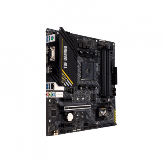 Asus | TUF GAMING A520M-PLUS II | Processor family AMD | Processor socket AM4 | DDR4 DIMM | Memory slots 4 | Supported hard disk drive interfaces 	SATA, M.2 | Number of SATA connectors 4 | Chipset  AMD A520 | Micro ATX