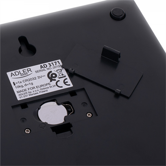Adler | Kitchen scale | AD 3171 | Maximum weight (capacity) 10 kg | Graduation 1 g | Display type LCD | Black
