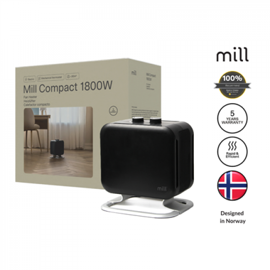 Mill | Heater | CUS1800MECBA | PTC Fan | Suitable for rooms up to 30 m² | Black | 1800 W