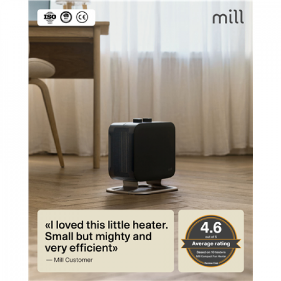 Mill | Heater | CUS1800MECBA | PTC Fan | Suitable for rooms up to 30 m² | Black | 1800 W