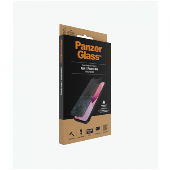PanzerGlass | Apple | iPhone 13 Mini | Tempered glass | Black | Crystal clear; Resistant to scratches and bacteria; Shock absorbing; Easy to install | Privacy Screen Protector