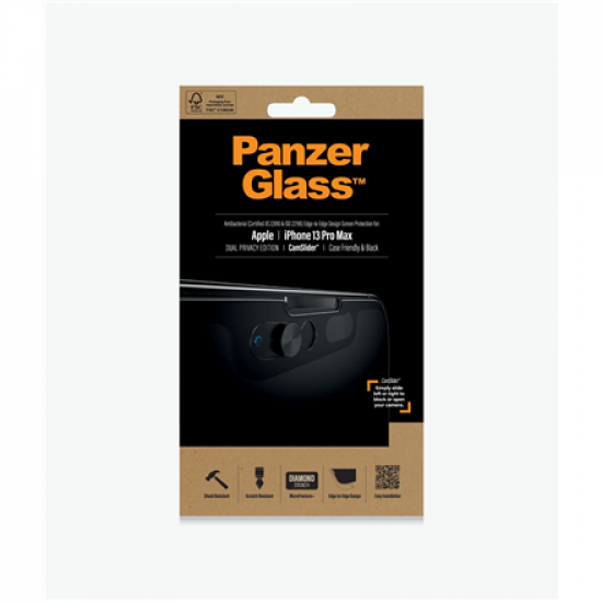 PanzerGlass | CamSlider Privacy AB | Apple | iPhone 13 Pro Max | Tempered glass | Black | Case friendly | Privacy glass