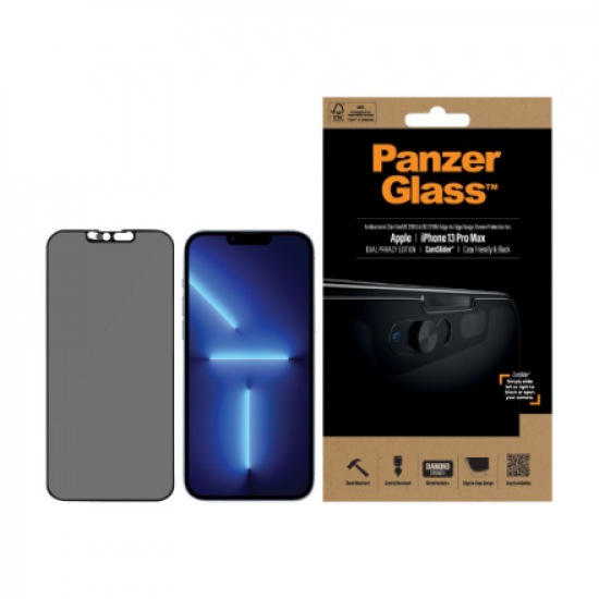 PanzerGlass | CamSlider Privacy AB | Apple | iPhone 13 Pro Max | Tempered glass | Black | Case friendly | Privacy glass