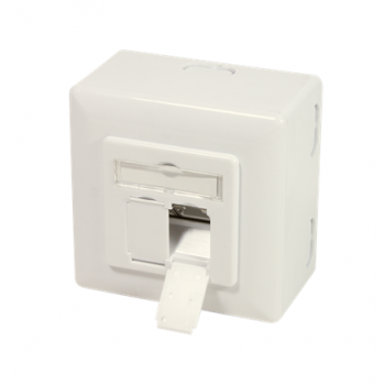 NP0006A Wall Outlet | Metal die-cast housing with strain relief; Horizontal cable entry with strain relief; Network wall outlet Cat.6 fully shielded, with surface back box | Pure White
