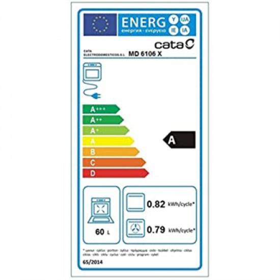 CATA | Oven | MD 6106 X | 60 L | Multifunctional | AquaSmart | Touch control | Height 59.5 cm | Width 59.5 cm | Stainless steel
