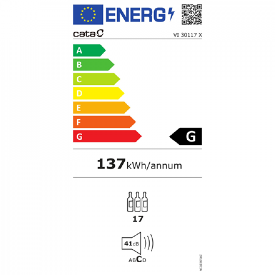 CATA | Wine Cooler | VINOTECA VI 30117 X | Energy efficiency class G | Built-in | Bottles capacity 17